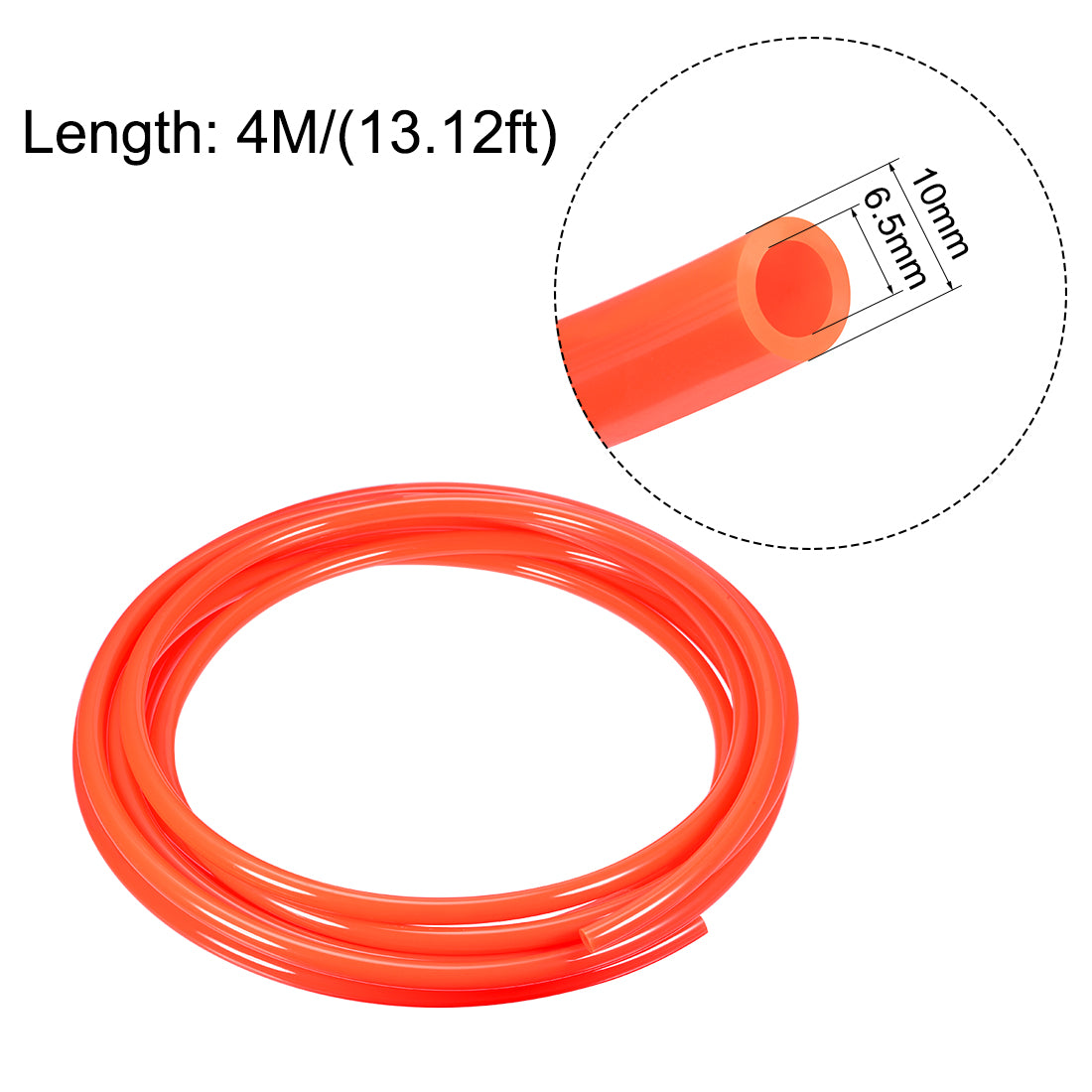 uxcell Uxcell Pneumatic Hose Tubing,10mm OD 6.5mm ID,Polyurethane PU Air Hose Pipe Tube,4 Meter 13.12ft,Red