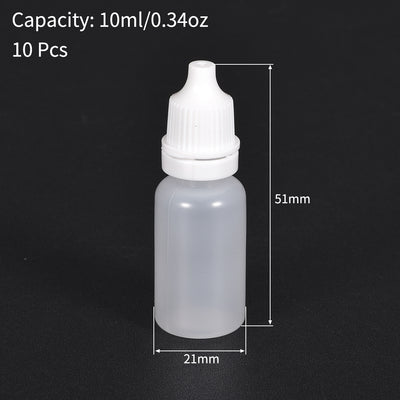 Harfington Uxcell 10ml/0.34 oz Empty Squeezable Dropper Bottle White 10pcs
