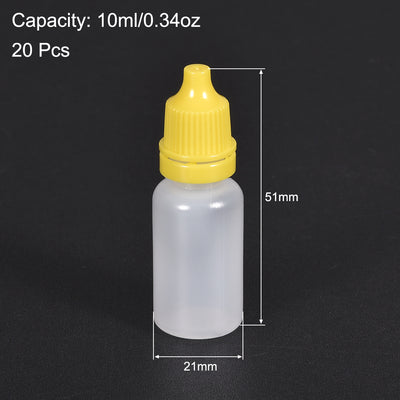 Harfington Uxcell 10ml/0.34 oz Empty Squeezable Dropper Bottle Yellow 20pcs