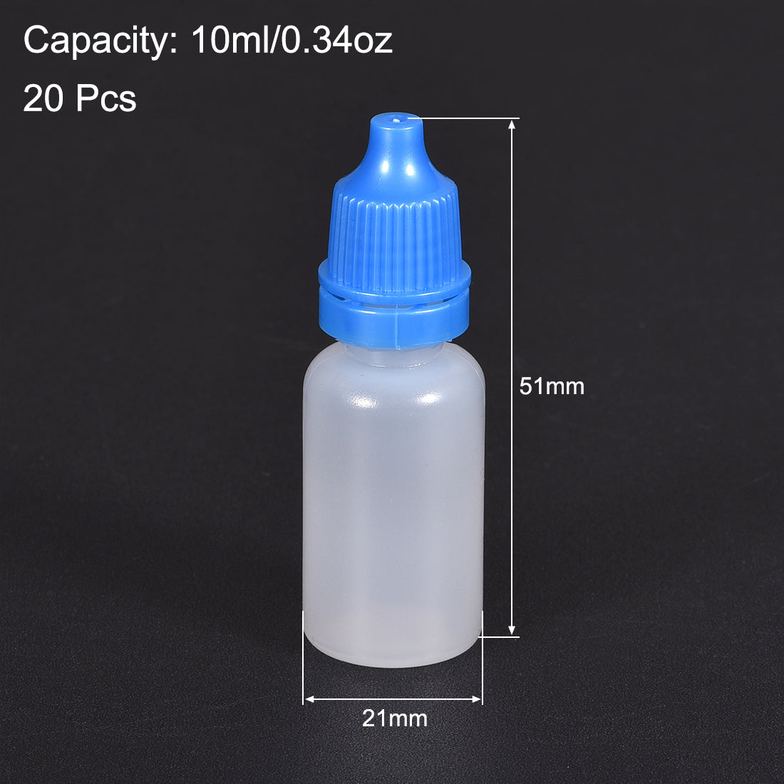 uxcell Uxcell 10ml/0.34 oz Empty Squeezable Dropper Bottle Blue 20pcs
