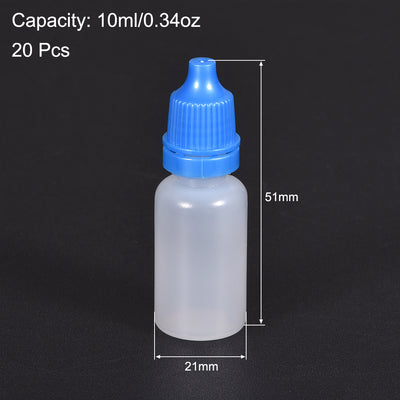 Harfington Uxcell 10ml/0.34 oz Empty Squeezable Dropper Bottle Blue 20pcs