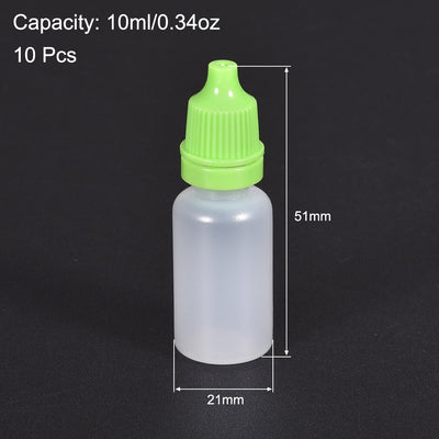 Harfington Uxcell 10ml/0.34 oz Empty Squeezable Dropper Bottle Green 10pcs