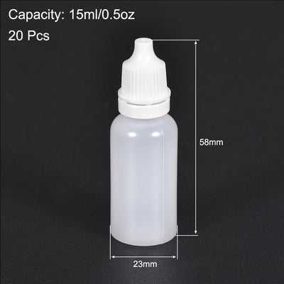 Harfington Uxcell 15ml/0.5 oz Empty Squeezable Dropper Bottle White 20pcs