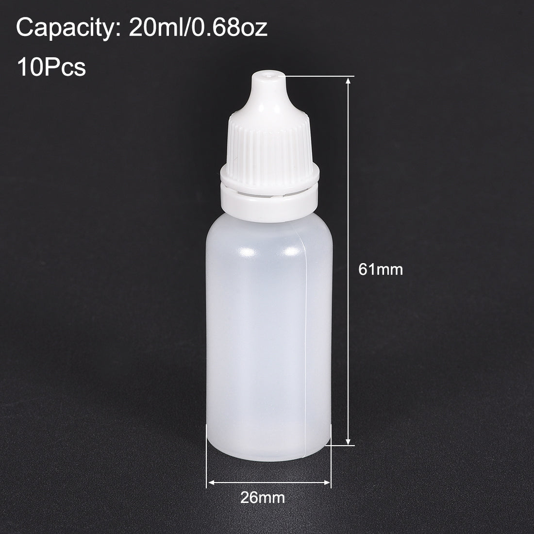 uxcell Uxcell 20ml/0.68 oz Empty Squeezable Dropper Bottle White 10pcs