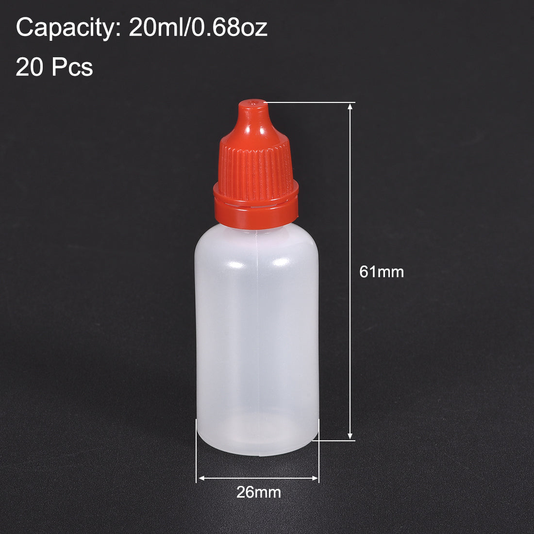 uxcell Uxcell 20ml/0.68 oz Empty Squeezable Dropper Bottle Red 20pcs