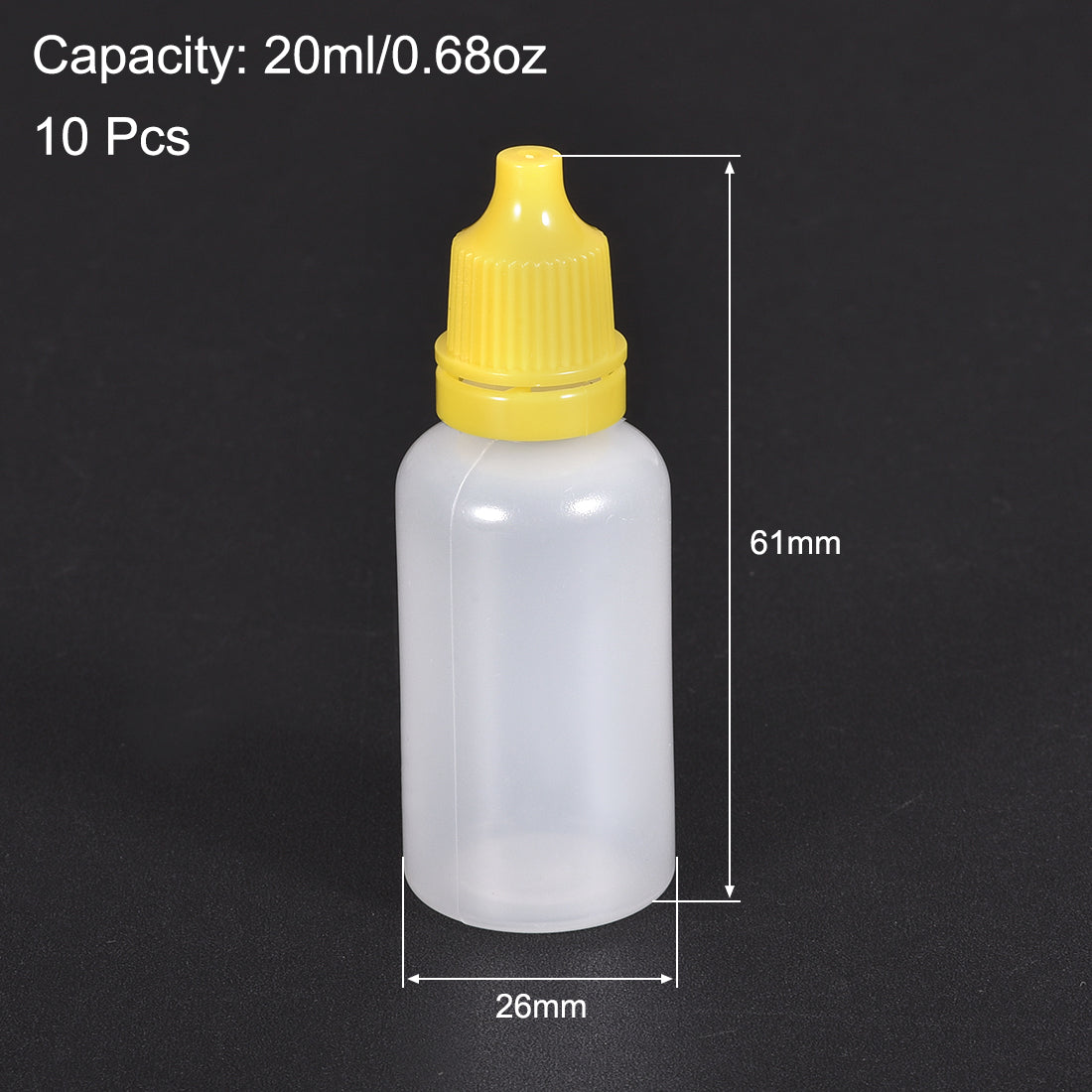 uxcell Uxcell 20ml/0.68 oz Empty Squeezable Dropper Bottle Yellow 10pcs
