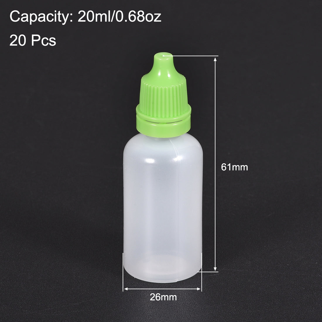uxcell Uxcell 20ml/0.68 oz Empty Squeezable Dropper Bottle Green 20pcs