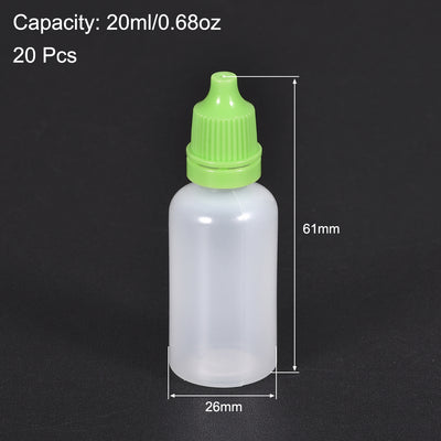 Harfington Uxcell 20ml/0.68 oz Empty Squeezable Dropper Bottle Green 20pcs