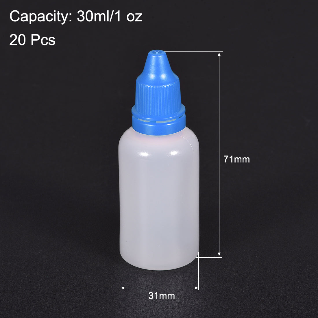 uxcell Uxcell 30ml/1 oz Empty Squeezable Dropper Bottle Blue 20pcs