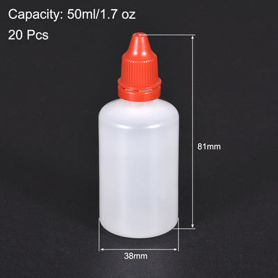 Harfington Uxcell 50ml/1.7 oz Empty Squeezable Dropper Bottle Red 20pcs