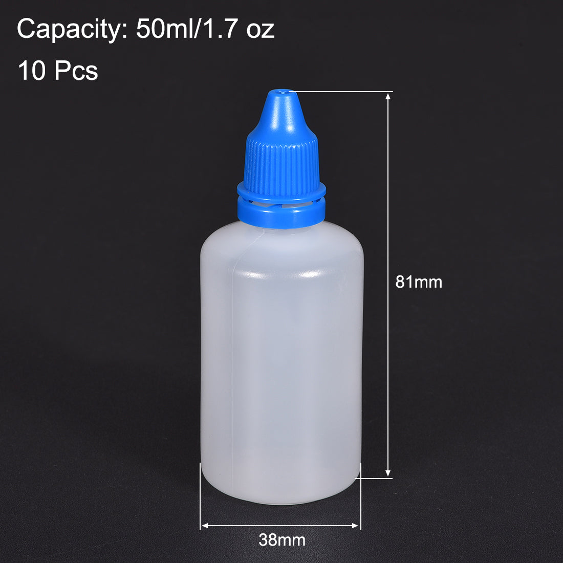 uxcell Uxcell 50ml/1.7 oz Empty Squeezable Dropper Bottle Blue 10pcs