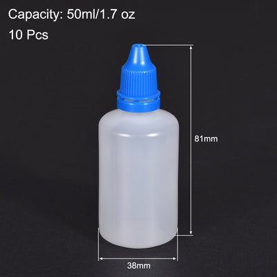 Harfington Uxcell 50ml/1.7 oz Empty Squeezable Dropper Bottle Blue 10pcs