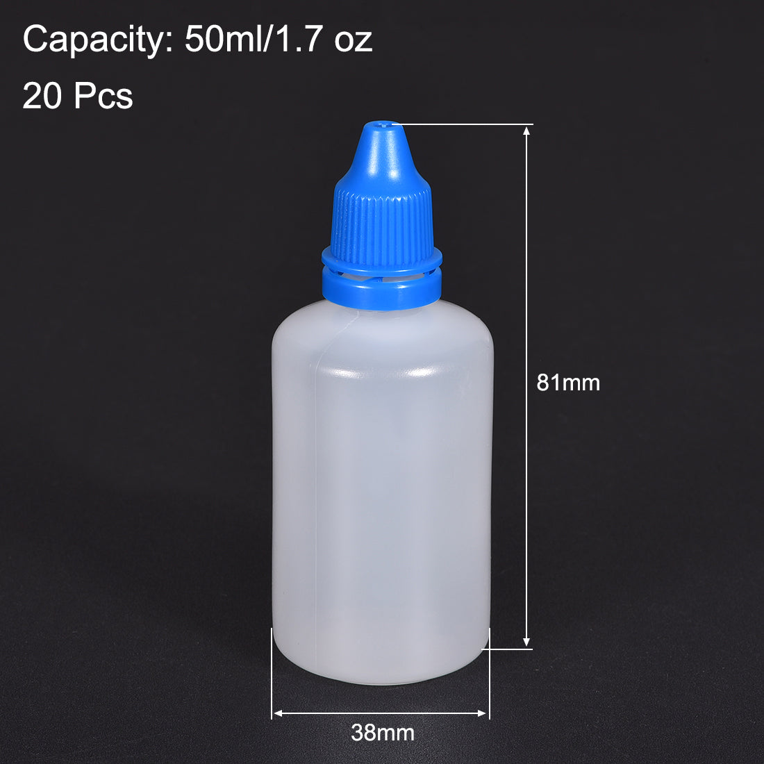 uxcell Uxcell 50ml/1.7 oz Empty Squeezable Dropper Bottle Blue 20pcs