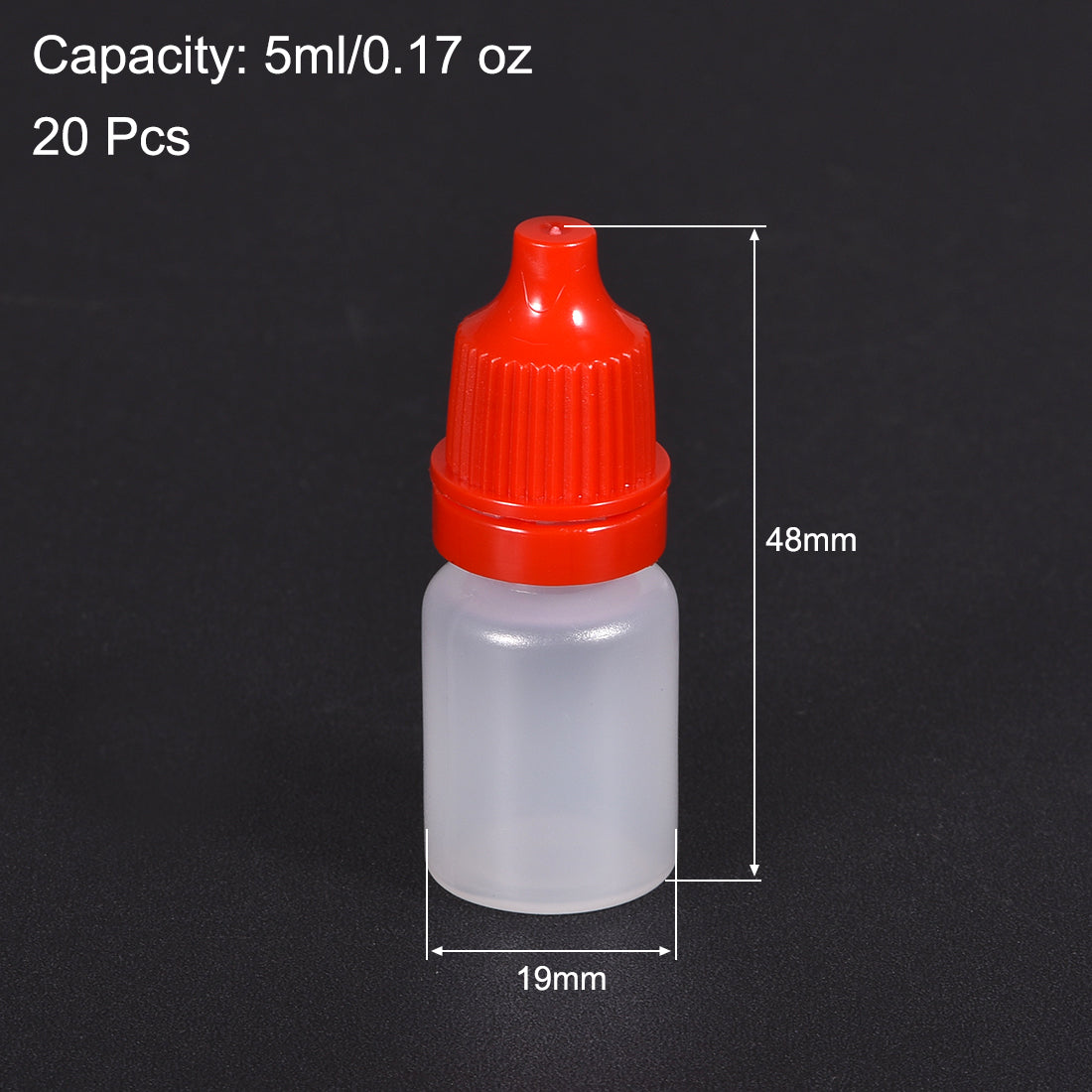 uxcell Uxcell 5ml/0.17 oz Empty Squeezable Dropper Bottle Red 20pcs