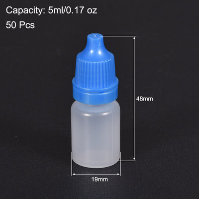 Harfington Uxcell 5ml/0.17 oz Empty Squeezable Dropper Bottle Blue 50pcs