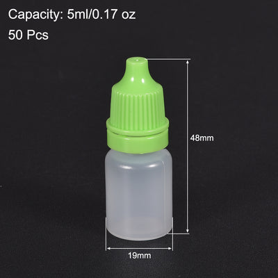 Harfington Uxcell 5ml/0.17 oz Empty Squeezable Dropper Bottle Green 50pcs