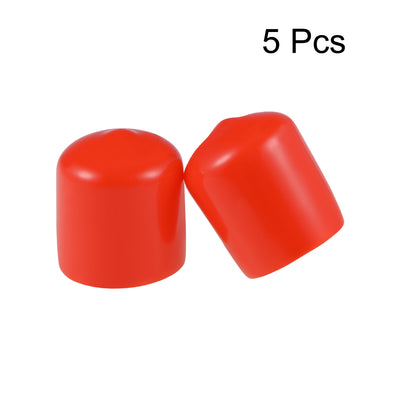 Harfington Uxcell Screw Thread Protector, 21mm ID Round End Cap Cover Red Tube Caps 5pcs