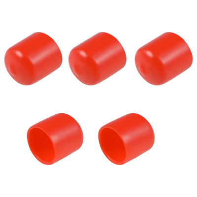 Harfington Uxcell Screw Thread Protector, 21mm ID Round End Cap Cover Red Tube Caps 5pcs