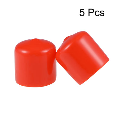 Harfington Uxcell Screw Thread Protector, 23mm ID Round End Cap Cover Red Tube Caps 5pcs