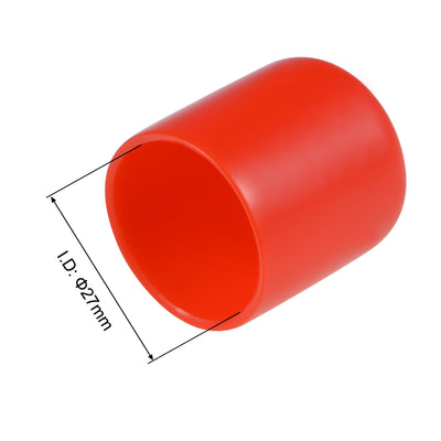 Harfington Uxcell Screw Thread Protector, 27mm ID Round End Cap Cover Red Tube Caps 10pcs