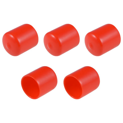Harfington Uxcell Screw Thread Protector, 28mm ID Round End Cap Cover Red Tube Caps 5pcs