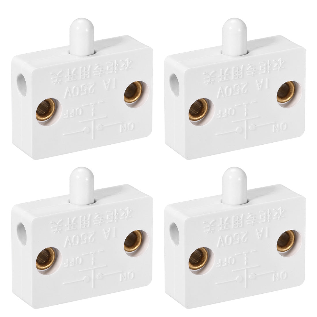 uxcell Uxcell Wardrobe Door Light Switch Momentary Cabinet Closet Switch Normally Closed 110-250V 1A White 4 Pcs