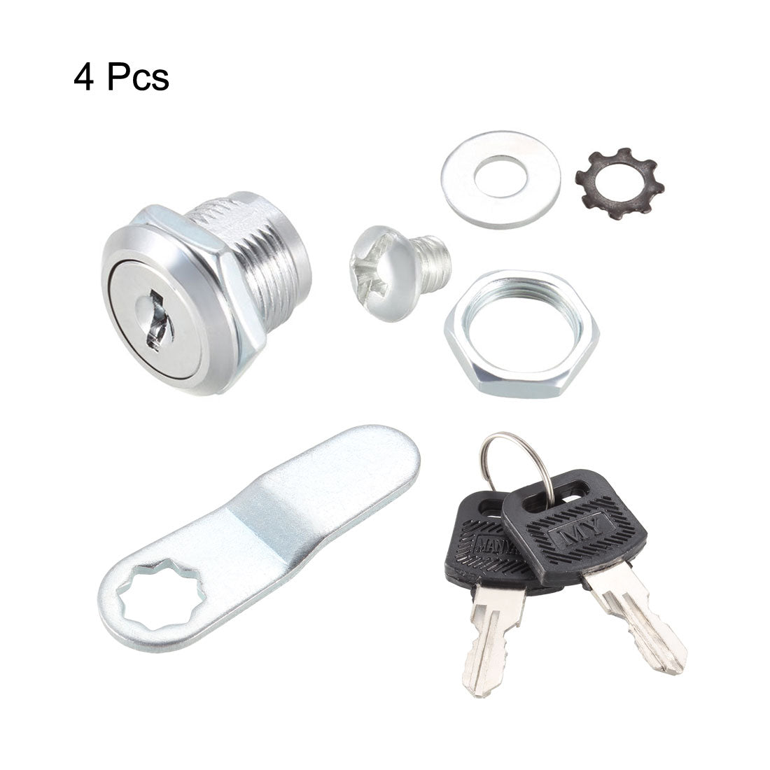Uxcell Uxcell Cam Lock 20mm Cylinder Length Fit on Max 1/2-inch Panel Keyed Different 4Pcs