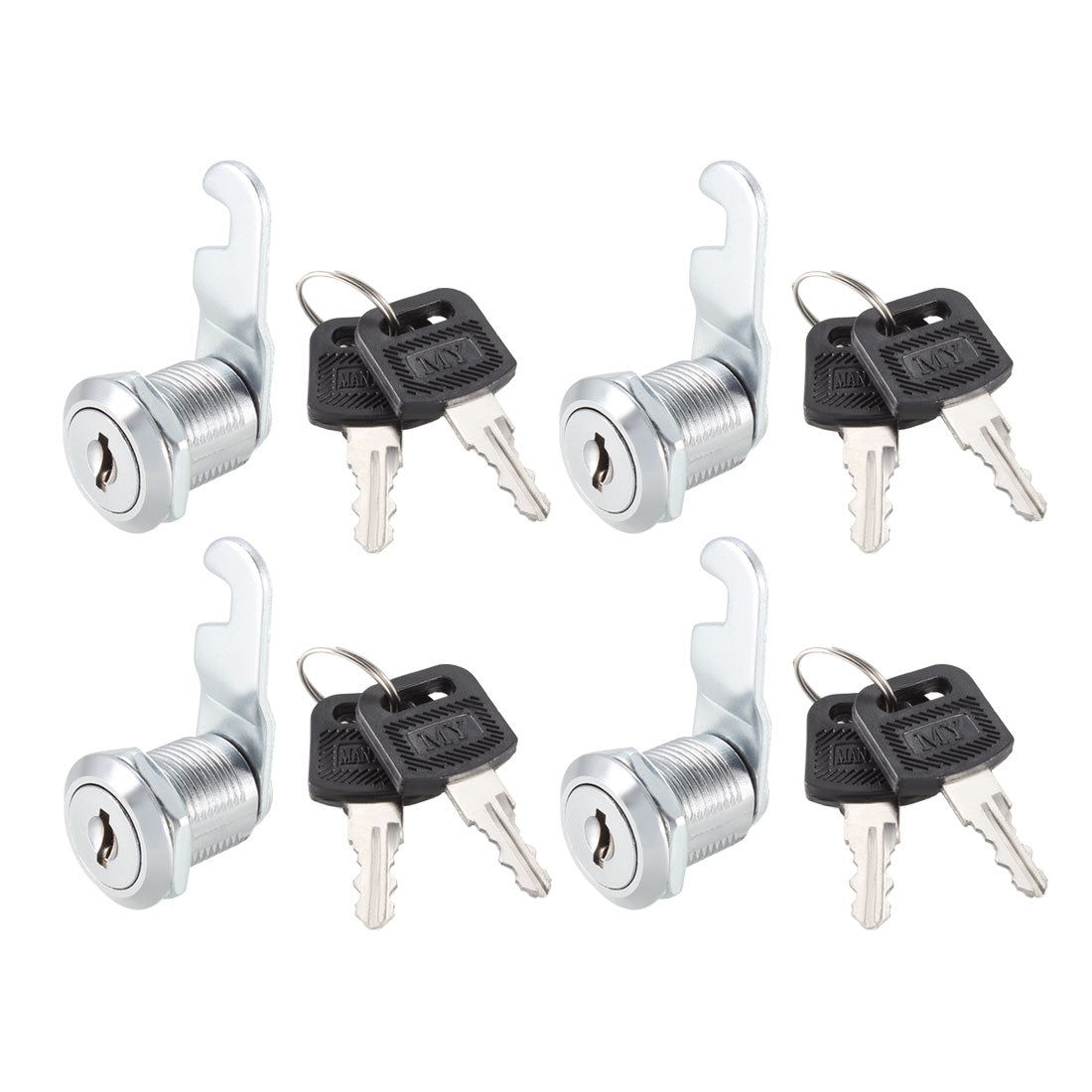 uxcell Uxcell Cam Lock 20mm Cylinder Length for Max 1/2-inch Panel Keyed Different 4Pcs