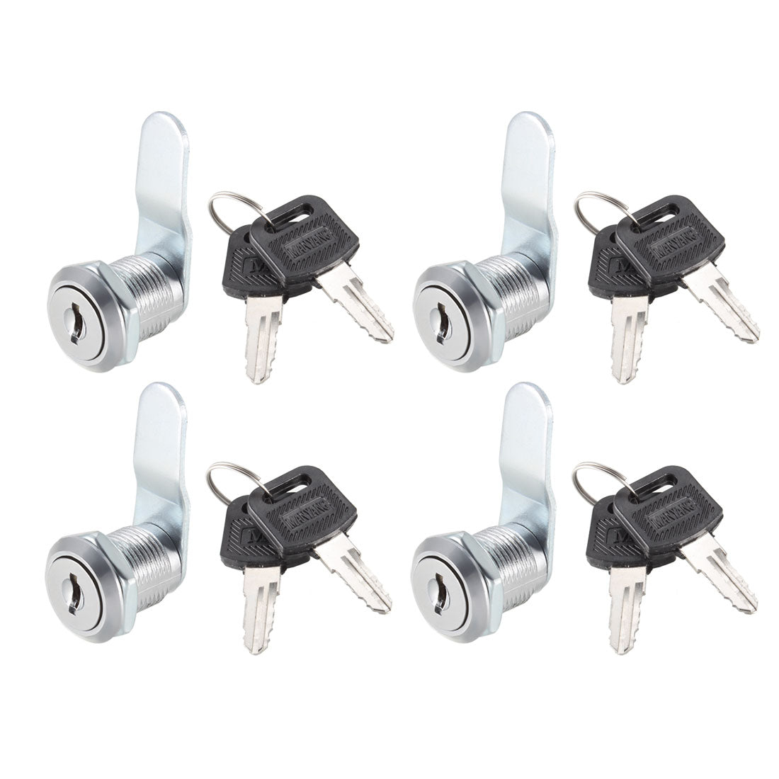 uxcell Uxcell Cam Lock 20mm Cylinder Length Fit on Max 1/2-inch Panel Keyed Different 4Pcs