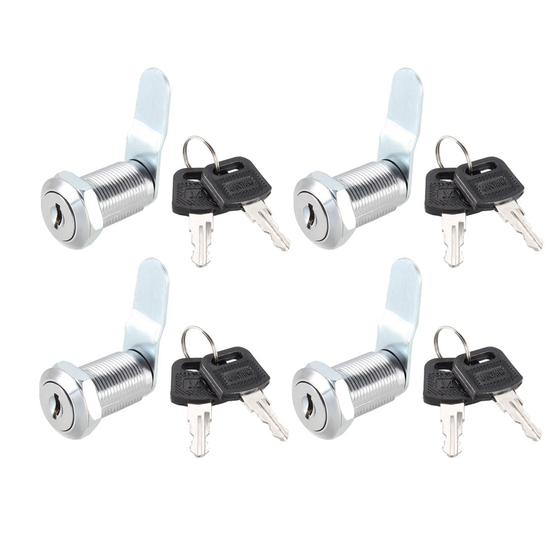 uxcell Uxcell Cam Lock 30mm Cylinder Length Fit on Max 7/8-inch Panel Keyed Different 4Pcs