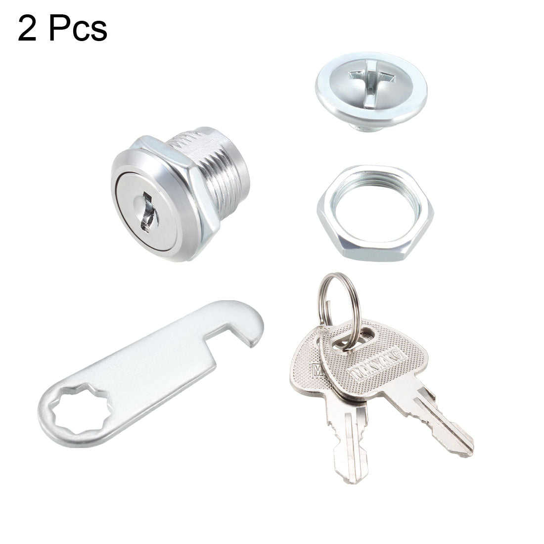 uxcell Uxcell Cam Locks 20mm Cylinder Length Fit Up to 1/2-inch Panel Keyed Different 2Pcs