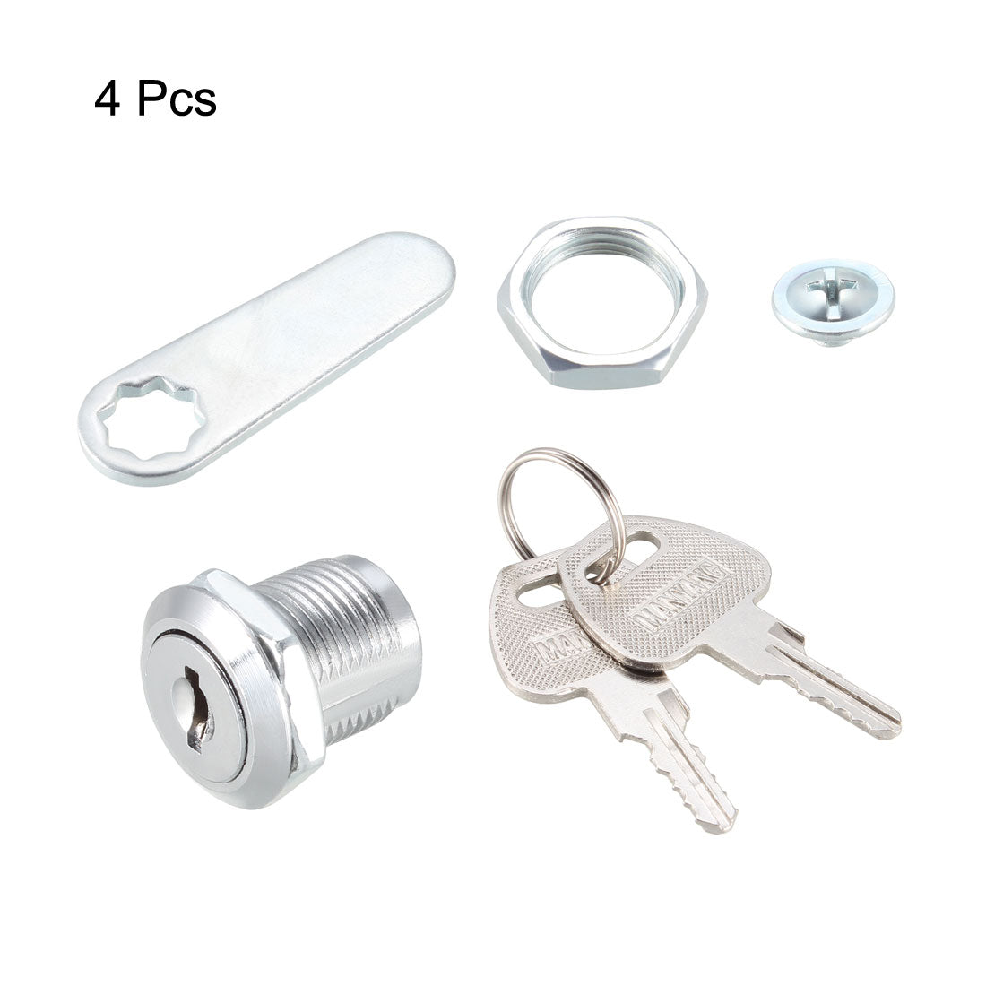 uxcell Uxcell Cam Locks 20mm Cylinder Length Fits Max 1/2-inch Panel Keyed Different 4Pcs