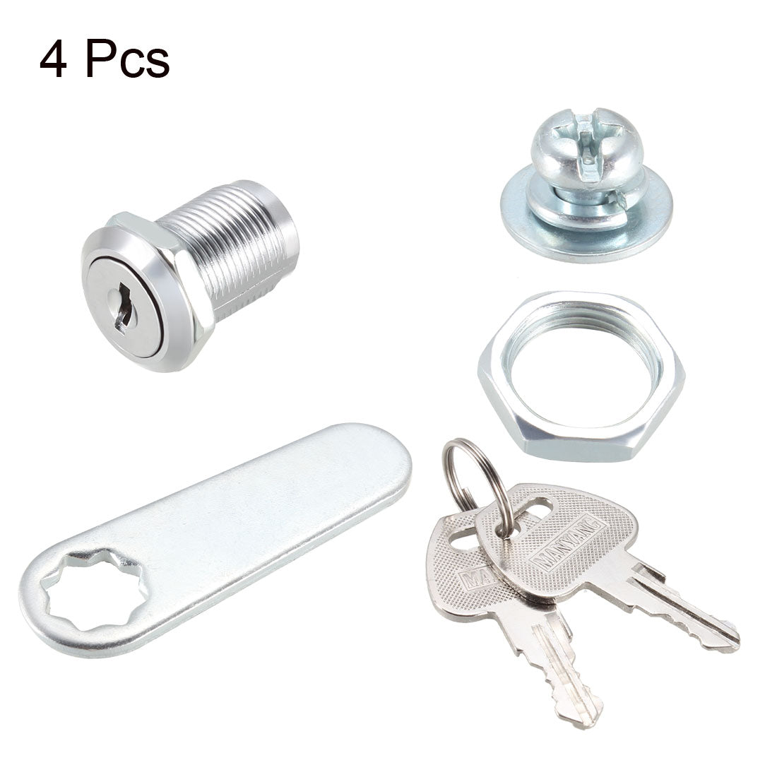 uxcell Uxcell Cam Locks 25mm Cylinder Length Fits Max 5/8-inch Panel Keyed Different 4Pcs