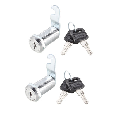 Harfington Uxcell Cam Lock 35mm Cylinder Length for Max 30mm Panel Keyed Different 2Pcs