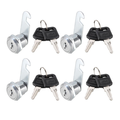 Harfington Uxcell Cam Lock 16mm Cylinder Length Fit Up to 5/16-inch Thick Panel Keyed Alike 4Pcs