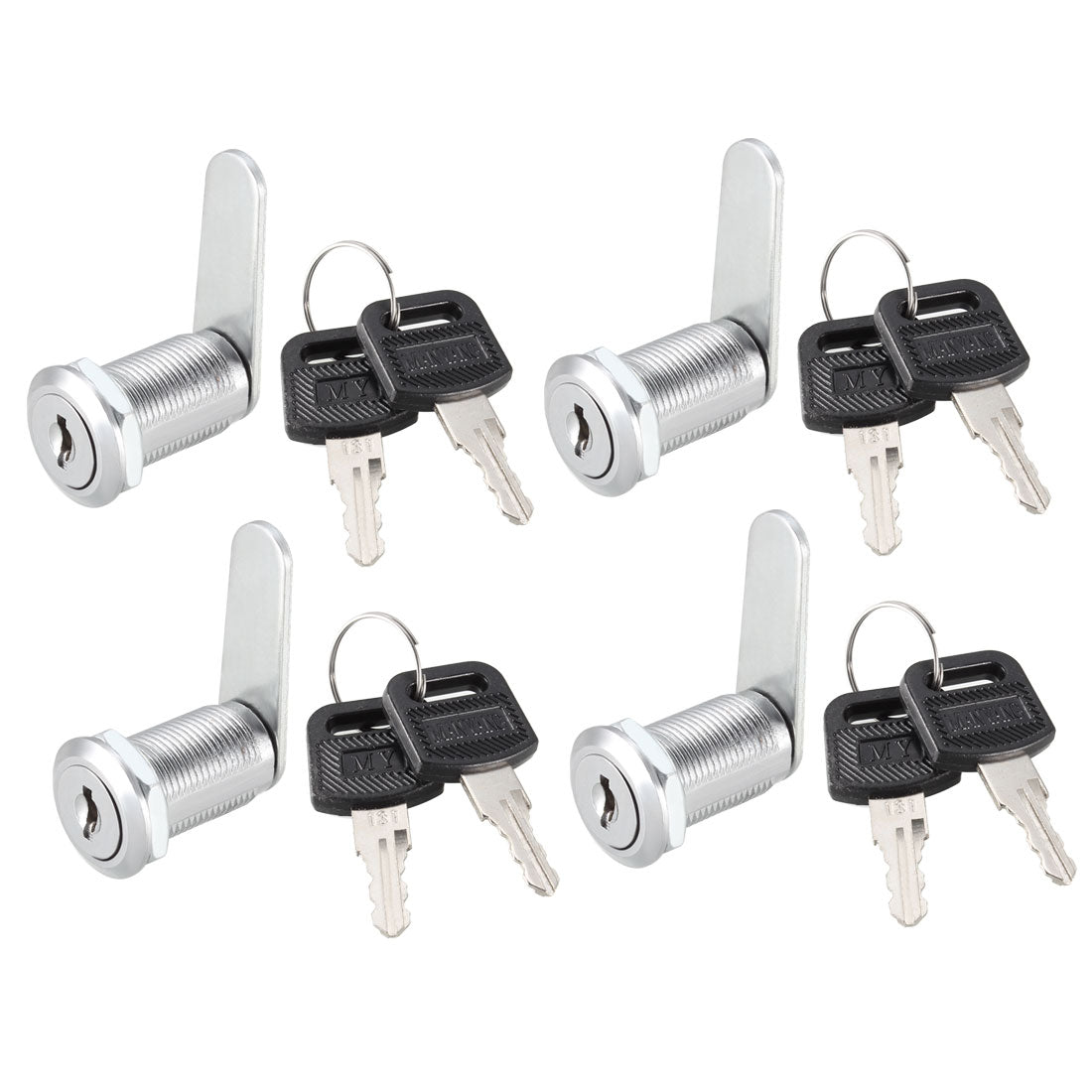 uxcell Uxcell Cam Lock 30mm Cylinder Length Fits Max 7/8-inch Thick Panel Keyed Alike 4Pcs