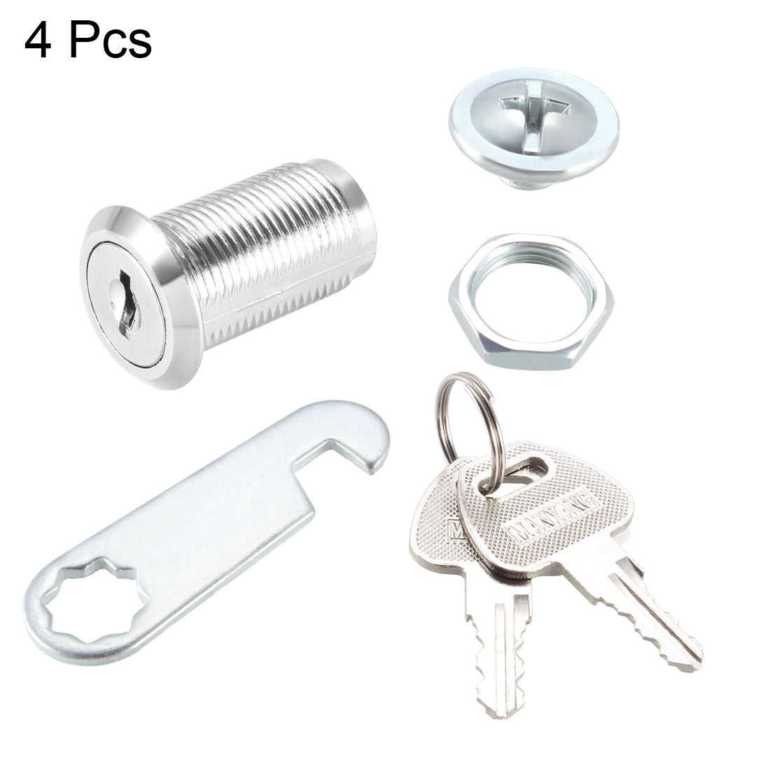 uxcell Uxcell Cam Locks 30mm Cylinder Length Fit Up to 7/8-inch Thick Panel Keyed Alike 4Pcs