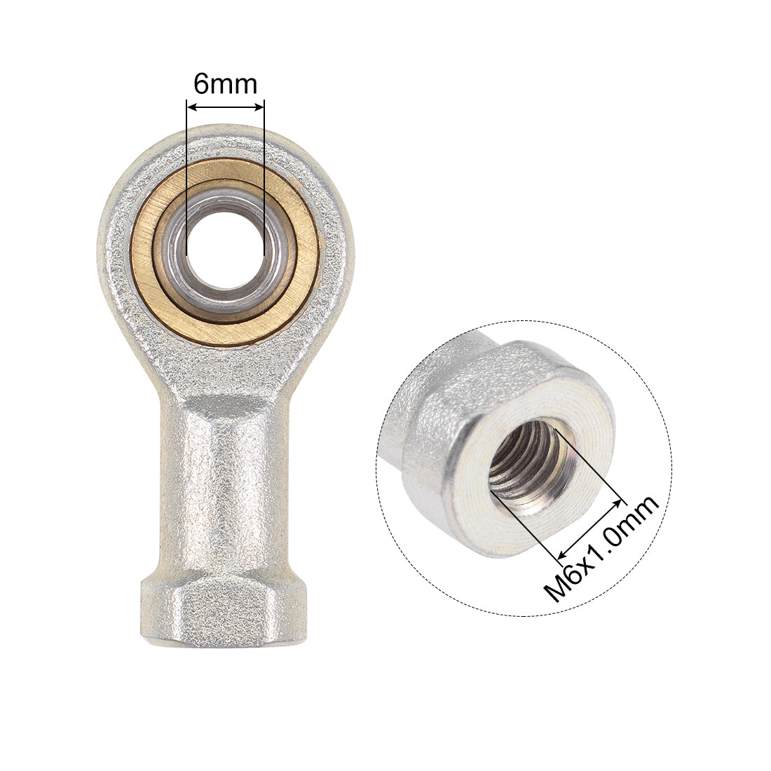 uxcell Uxcell 6mm Rod End Bearing M6x1.0mm Rod Ends Ball Joint Female Right Hand Thread
