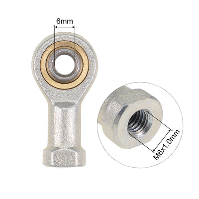Harfington Uxcell 6mm Rod End Bearing M6x1.0mm Rod Ends Ball Joint Female Left Hand Thread 2pcs