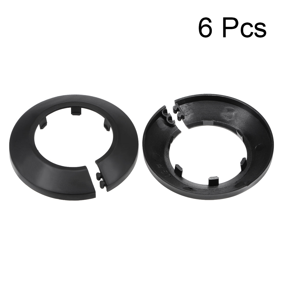 uxcell Uxcell 50-51mm Pipe Cover Decoration PP Plastic Water Pipe Escutcheon Black 6pcs