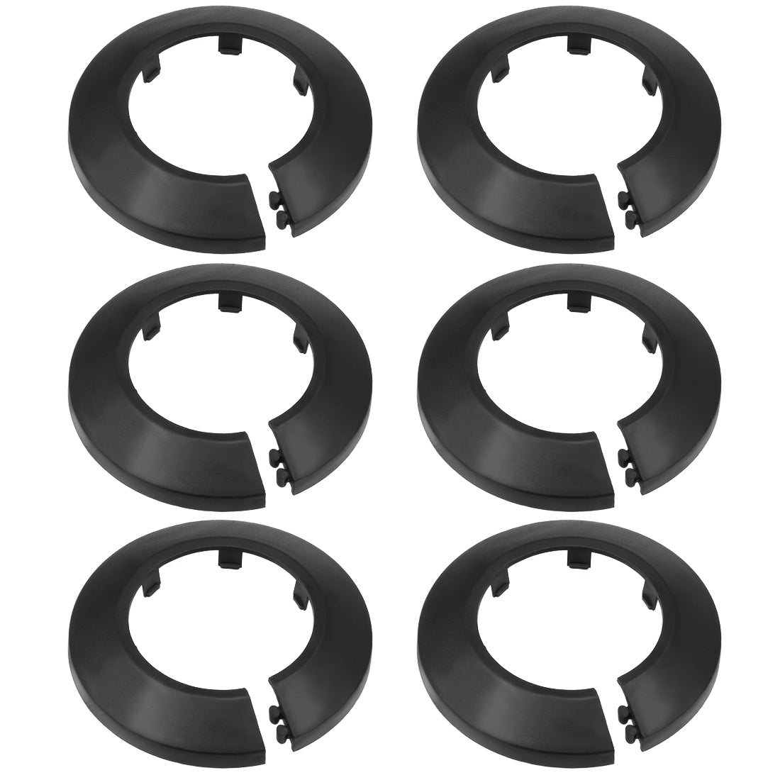 uxcell Uxcell 50-51mm Pipe Cover Decoration PP Plastic Water Pipe Escutcheon Black 6pcs