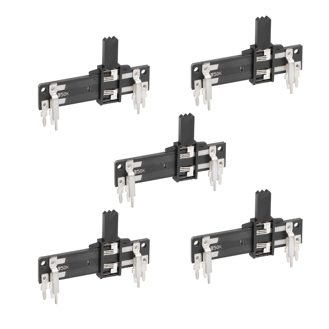 uxcell Uxcell 5pcs Fader Variable Resistors Mixer 40mm Straight Slide Potentiometer B50K Ohm Linear Double Potentiometers For Dimming Tuning