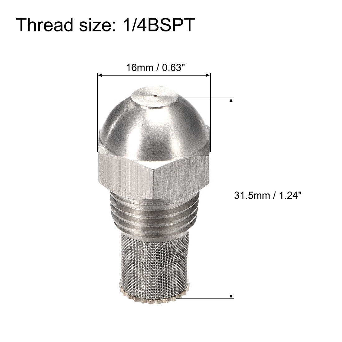 uxcell Uxcell Mist Nozzle - 1/4BSPT 0.5mm Orifice Dia 304 Stainless Steel Fine Atomizing Spray Tip