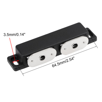 Harfington Uxcell Double Magnetic Latches Catch for Cabinet Door Cupboard 3" Long Black 4pcs