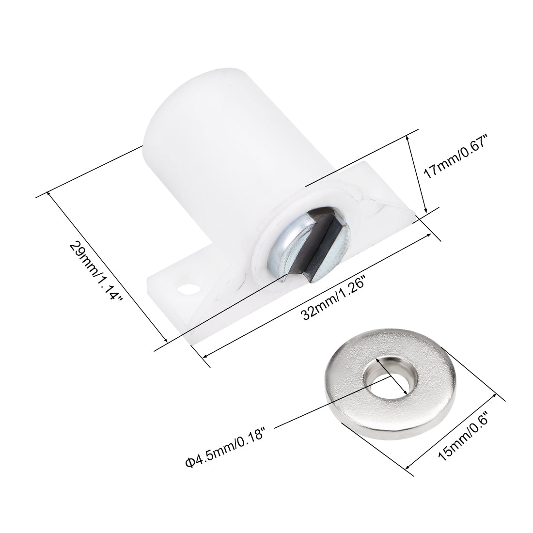 uxcell Uxcell Cabinet Door Magnetic Latch Catch for Bathroom Kitchen Cupboard White 2pcs