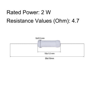 Harfington Uxcell 60pcs 2W 2 Watt Metal Oxide Film Resistor Axile Lead 4.7 Ohm ±5% Tolerance