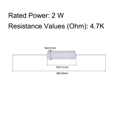Harfington Uxcell 30pcs 2W 2 Watt Metal Oxide Film Resistor Axile Lead 4.7K Ohm ±5% Tolerance