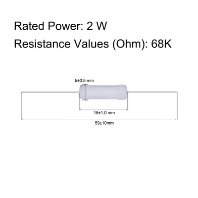 Harfington Uxcell 30pcs 2W 2 Watt Metal Oxide Film Resistor Axile Lead 68K Ohm ±5% Tolerance