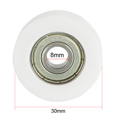 Harfington Uxcell 2.5mm Deep Metal V Groove Guide Bearing Pulley Rail Ball Wheel White 8x30x11mm 2pcs