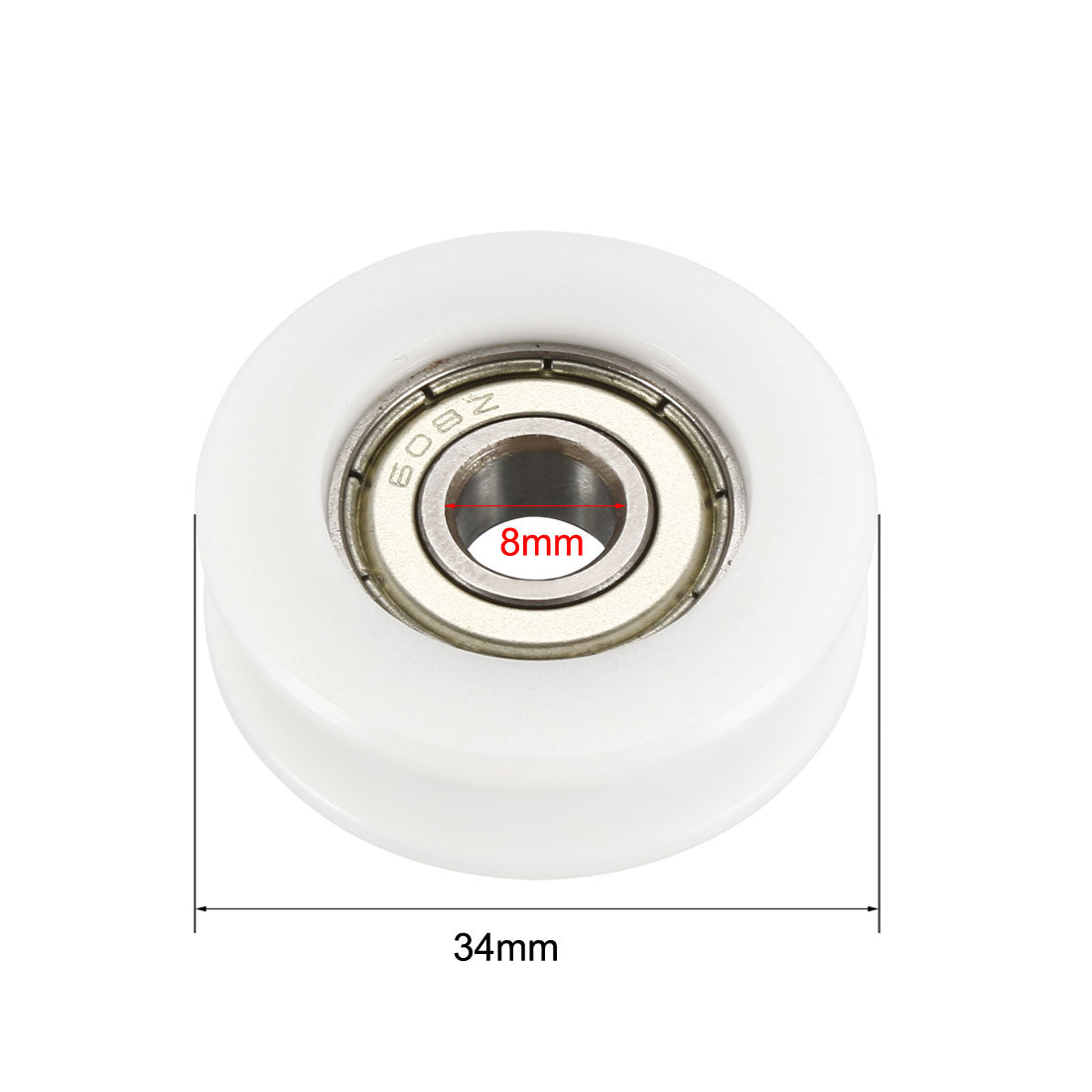 uxcell Uxcell 2.5mm Deep Metal V Groove Guide Bearing Pulley Rail Ball Wheel White 8x34x11mm 2pcs